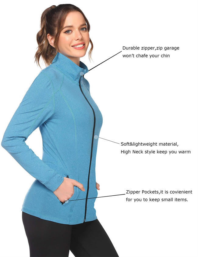 Women Running Jacket Full Zip Workout Jacket Activewear Track Jacket for Women S-XXL